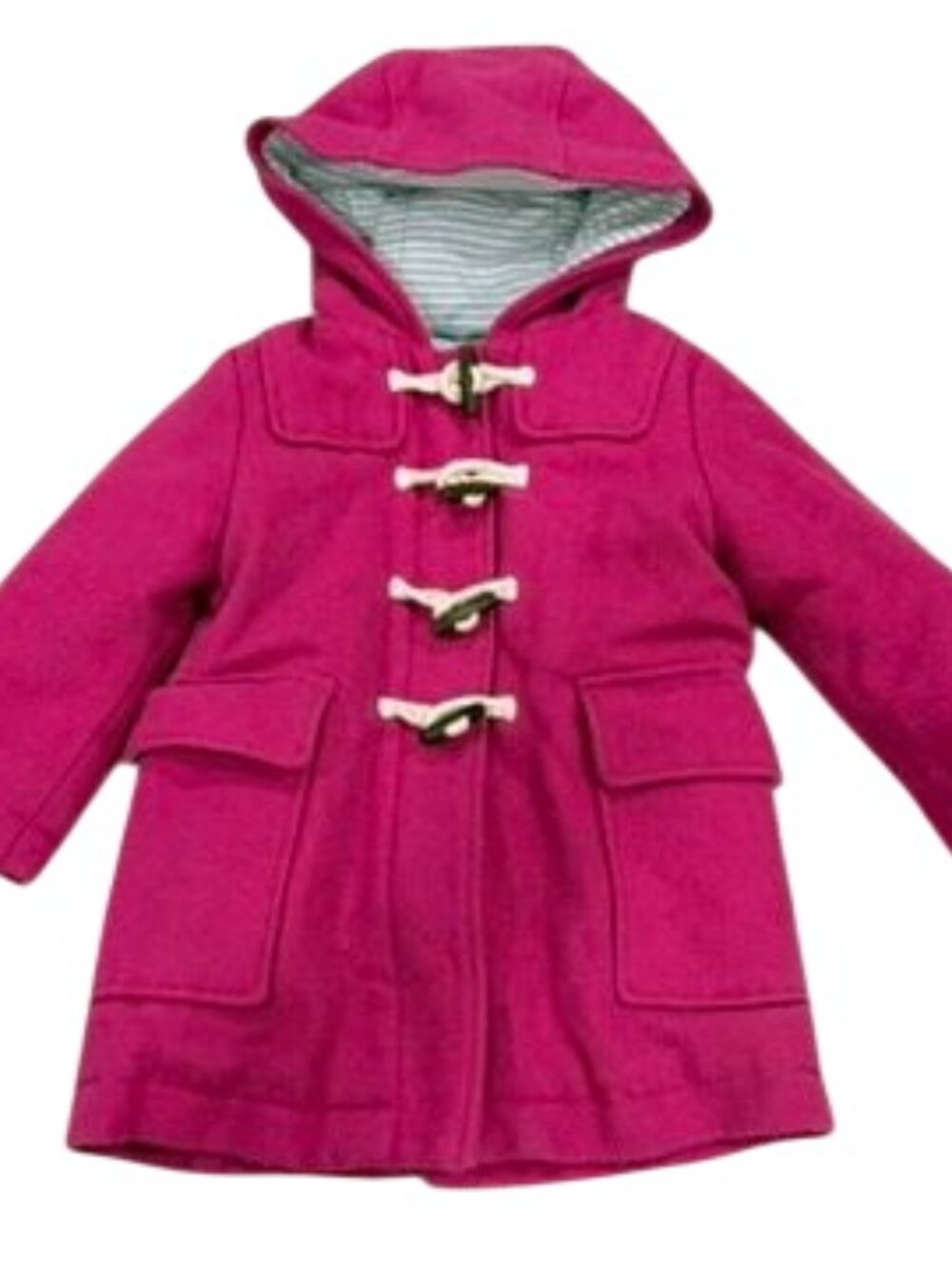 Boden Toddler Girls Pink Hooded Toggle Coat Size 2-3Y 98cm Wool Blend